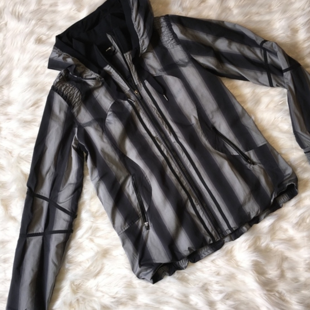 Lululemon Thats The Run Track and Field Striped Hooded Jacket
